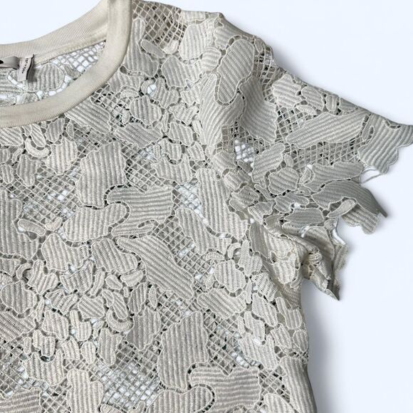 Three Dots White Floral Lace Tee – Size Small - Picture 4 of 7